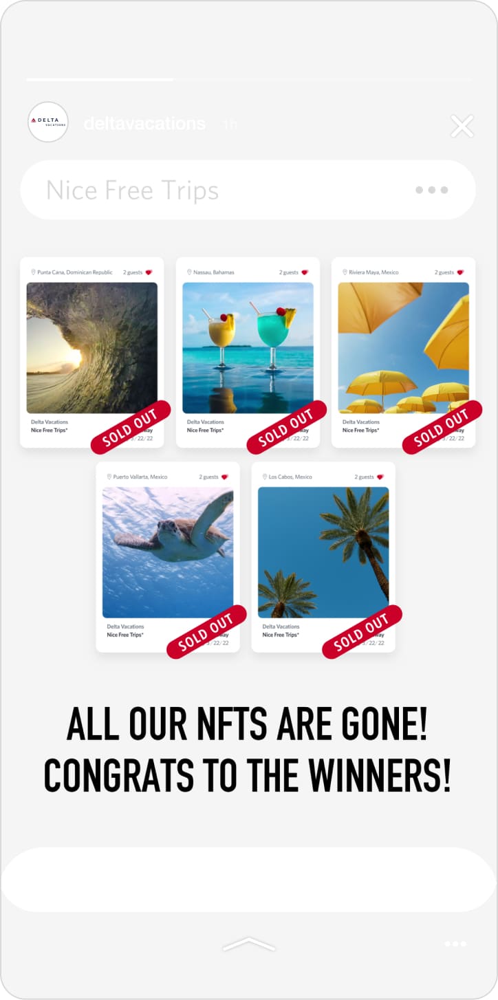 Social Post - "All our NFTs are gone! Congrats to the winners!"