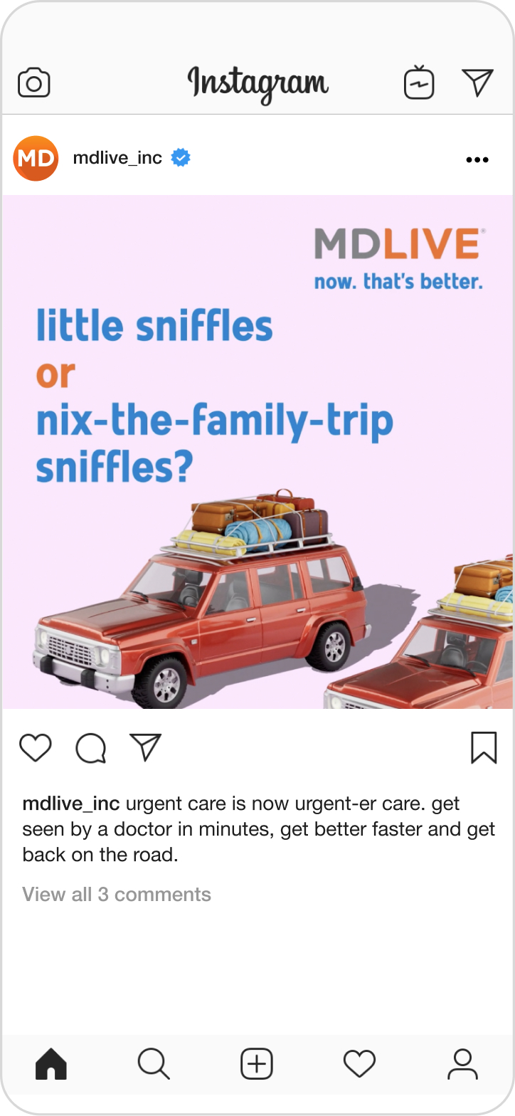 Screenshot of an MDLIVE Instagram post.