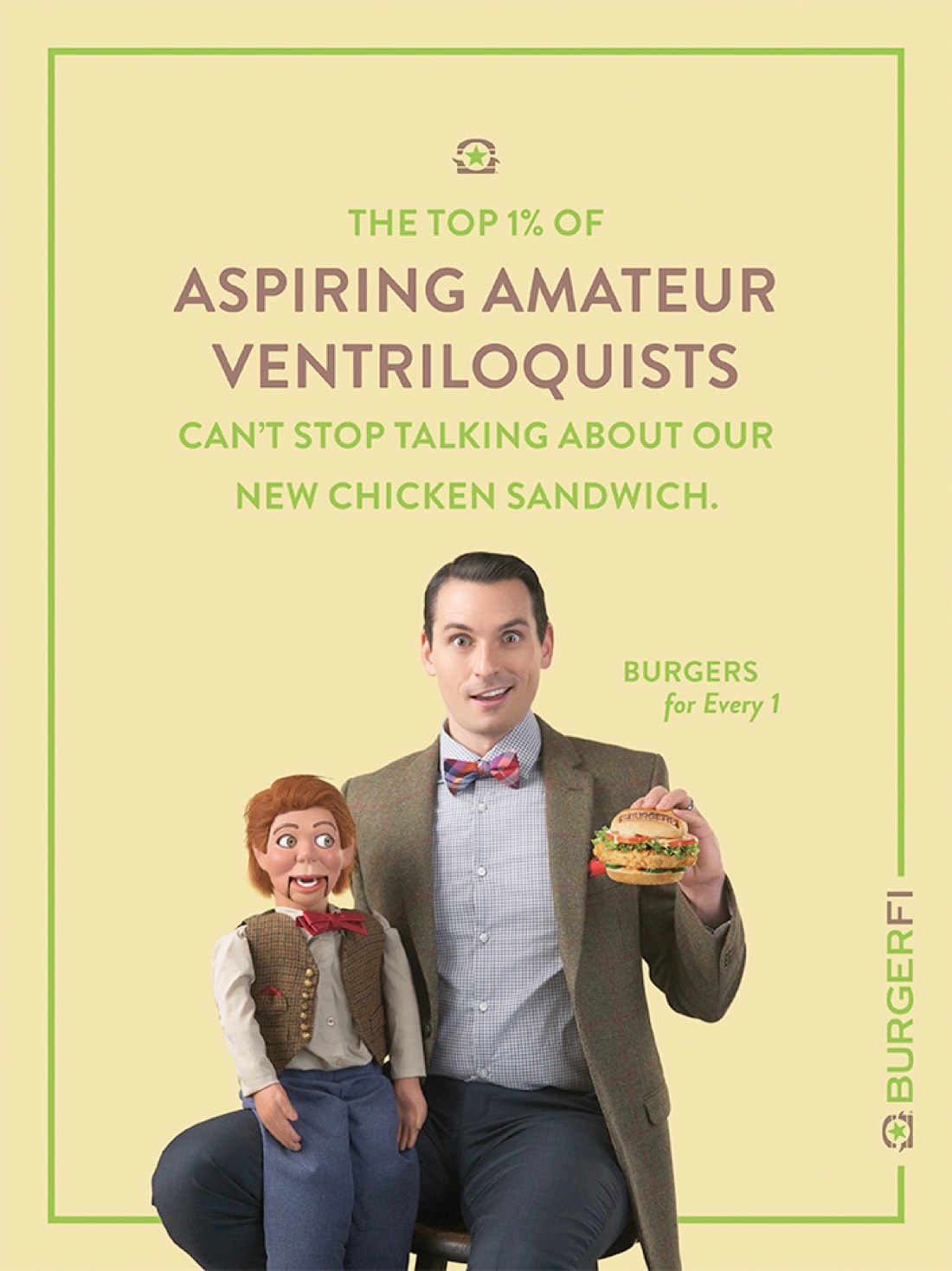 Print advertisement featuring a ventroliquist.