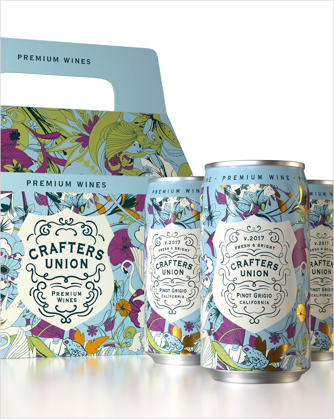 Photograph of Crafters Union beer packaging.