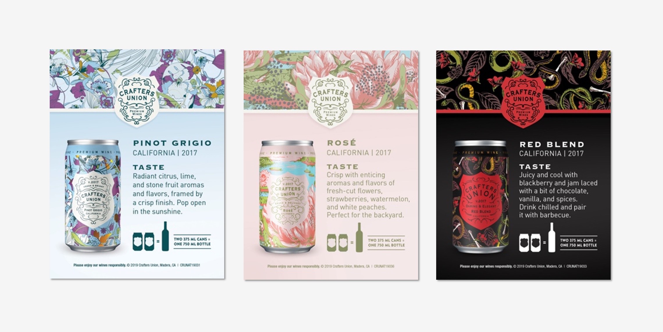 Image of three Crafters Union print ads.