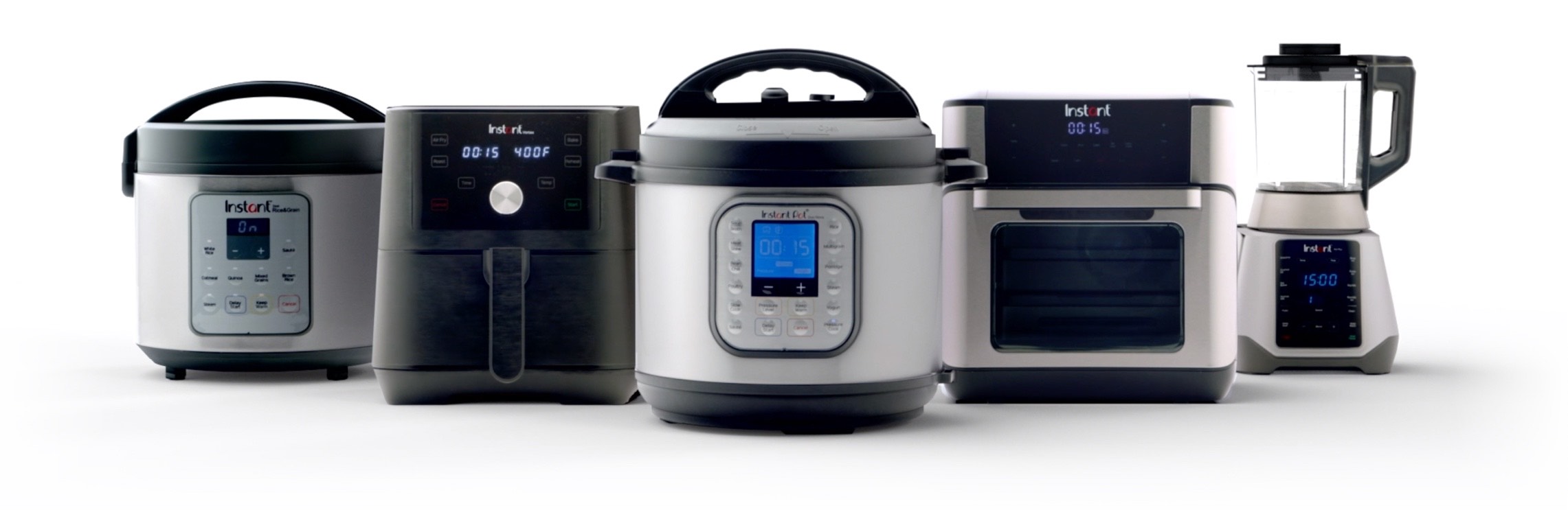 Photograph of all Instant Pot products.