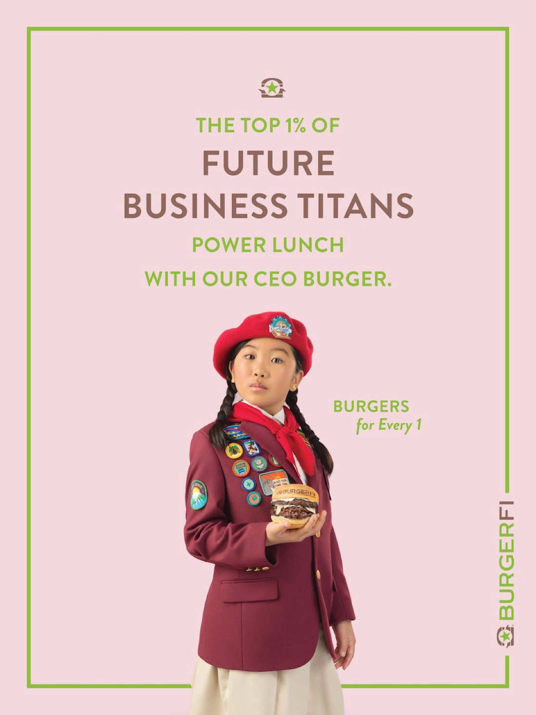 Print advertisement featuring a Girl Scout.