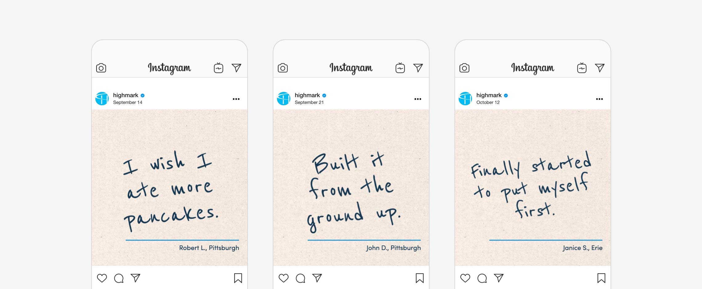Three Highmark Instagram posts