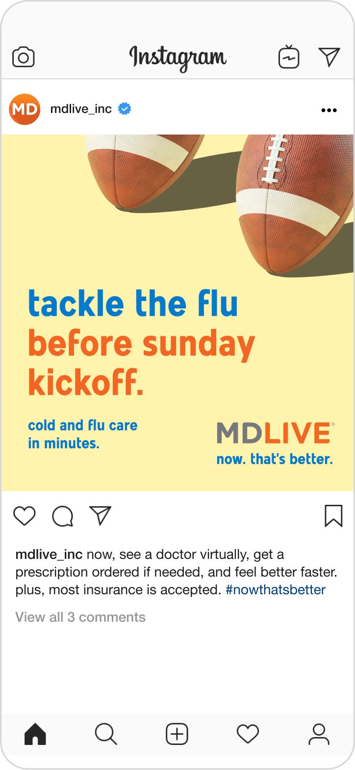 Screenshot of an MDLIVE Instagram post.