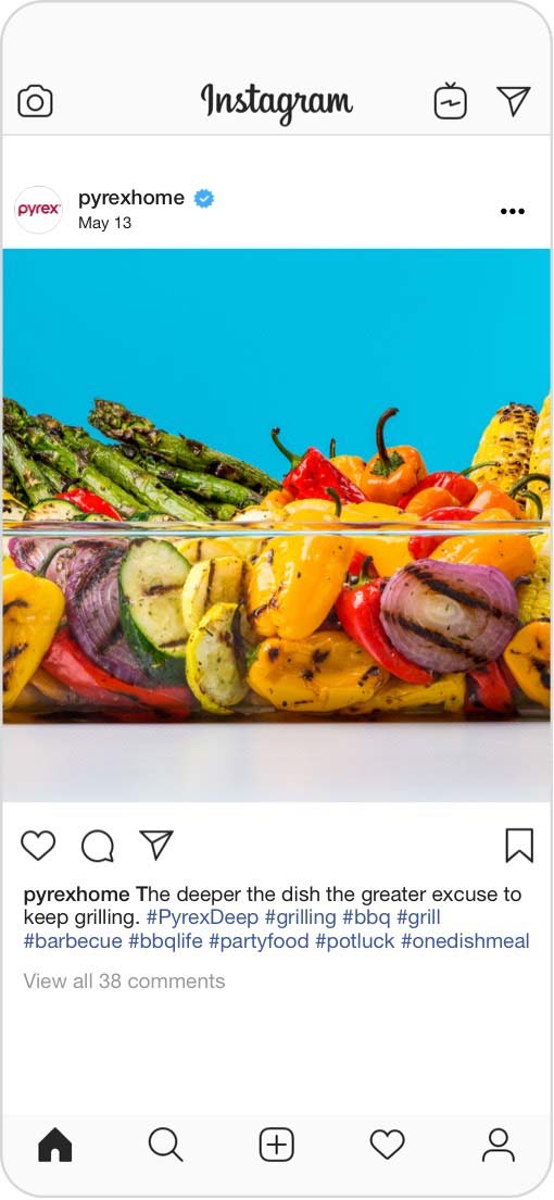 Screen shot of a Pyrex Deep Instagram post.